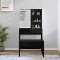 Toaletki - vidaXL Toaletka z LED, czarna, materiał drewnopochodny - miniaturka - grafika 1