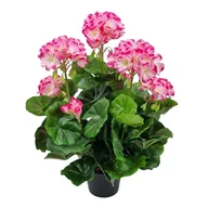 Sztuczne kwiaty - Pelargonia sztuczna w doniczce (613.30) róż biel sztuczne kwiaty na balkon na taras - miniaturka - grafika 1