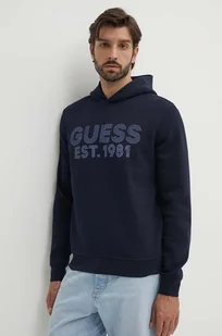 Guess bluza BEAU męska kolor granatowy z kapturem z nadrukiem M4YQ36 K9Z21 - Bluzy męskie - miniaturka - grafika 1