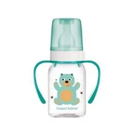 Kubki dla dzieci - CANPOL BABIES Cute Animals Butelka wąska z uchwytem turkusowy miś, 120ml 11/823 - miniaturka - grafika 1