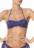 Stroje kąpielowe - goldenpoint Bikini damski kostium kąpielowy, biustonosz bandeau, Sangallo, niebieski, 85B - miniaturka - grafika 1