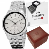 Zegarki męskie - Zegarek Bisset Szwajcarski zegarek męski AUTOMAT AMBER szklany szafir srebrny st - miniaturka - grafika 1