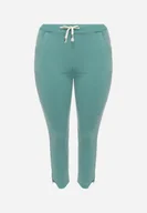 Spodnie damskie - Jasnozielone Spodnie Skinny ze Sznurkiem w Pasie i Kieszeniami Irfana - miniaturka - grafika 1