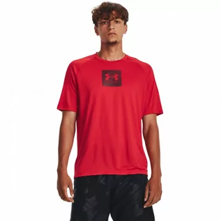 Koszulki sportowe męskie - Męska koszulka treningowa Under Armour UA Tech Print Fill SS - czerwona - UNDER ARMOUR - grafika 1