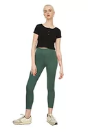 Rajstopy - Rajstopy z dzianiny z wysokim stanem, legginsy damskie z dzianiny, zielony, L - miniaturka - grafika 1