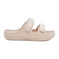 Klapki i japonki damskie - Piankowe Klapki Damskie Z Rzepami Big Star RR274A529 Beżowe beżowy - miniaturka - grafika 1