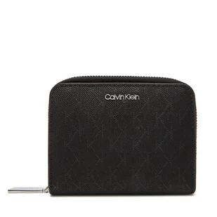 Mały Portfel Damski Calvin Klein Ck Must Aop Md Zip Around W Flap LV04F1037G Czarny - Portfele - miniaturka - grafika 1