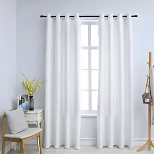 Zasłony zaciemniające z kółkami VIDAXL, biały, 140x225 cm - Zasłony - miniaturka - grafika 1