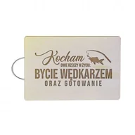 Deski do krojenia - Kocham dwie rzeczy w życiu: bycie wędkarzem oraz gotowanie - drewniana deska z grawerem - miniaturka - grafika 1
