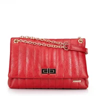 Torebki damskie - Damska crossbody z ekoskóry dwukomorowa duża czerwona - miniaturka - grafika 1