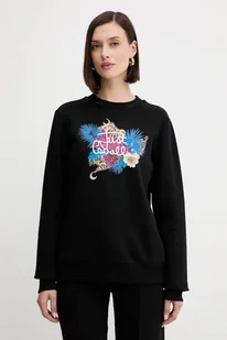 Just Cavalli bluza bawełniana damska kolor czarny z nadrukiem 79PAIE24 CF102 - Bluzy damskie - miniaturka - grafika 1