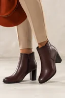 Botki damskie - Bordowe botki damskie Sergio Leone obcas słupek na cholewce nity YG74984 - miniaturka - grafika 1