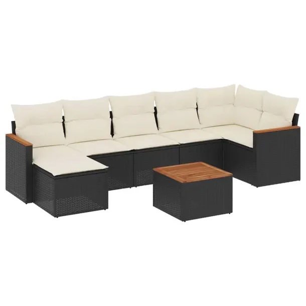 Modułowy zestaw mebli ogrodowych z poduszkami, czarny, rattan PE, 62 x 62