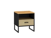 Szafki nocne - Szafka nocna SABEL – czarny/dąb craft złoty - miniaturka - grafika 1