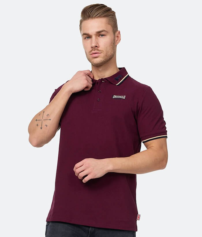 Polo LONSDALE LION bordowe-XL