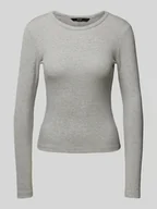 Bluzki damskie - Bluzka z długim rękawem o kroju regular fit z mieszanki bawełny z efektowną przędzą model ‘CHLOE’ - miniaturka - grafika 1