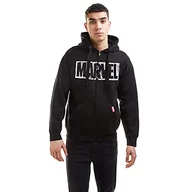 Bluzy męskie - Marvel Męska bluza z kapturem z długim rękawem i logo, Czarny, XXL - miniaturka - grafika 1