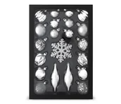 Ozdoby bożonarodzeniowe - Zestaw ozdób choinkowych 25 szt. srebrne - miniaturka - grafika 1