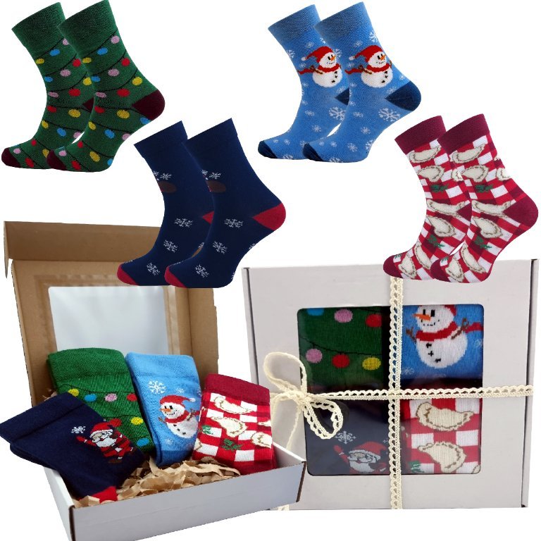SKARPETY MĘSKIE SKARPETKI BAWEŁNIANE ŚWIĄTECZNE NA PREZENT ZESTAW 41-43