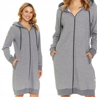 Szlafroki damskie - Szlafrok damski na zamek z kapturem DOCTOR NAP 5246 dark grey M - miniaturka - grafika 1