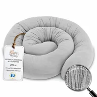 Poduszki do karmienia - Poduszka boczna do spania muślinowa poduszka na ciało węża 200 cm - długa poduszka bed roll poduszka do spania pod szyję szara - miniaturka - grafika 1