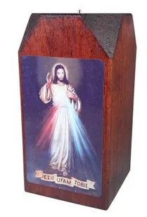 Świecznik drewniany Jezu Ufam Tobie - Naczynia liturgiczne i akcesoria - miniaturka - grafika 1