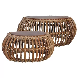 vidaXL Stoliki kawowe, 2 szt., naturalny rattan - Ławy i stoliki kawowe - miniaturka - grafika 1