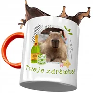 Kubki - Kubek Pomarańczowy Kapibara na Urodziny Prezent z Nadrukiem ze Zdjęciem+ Opakowanie na prezent (wzór 01) - miniaturka - grafika 1