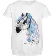 Bluzki dla dziewczynek - T-shirt z krótkim rękawem dla dziewczynki, z koniem, kremowy, 3-8 lat - miniaturka - grafika 1