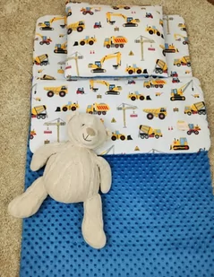 Śpiworek do przedszkola Koparki - Minky jeans - Śpiworki dla dzieci - miniaturka - grafika 1