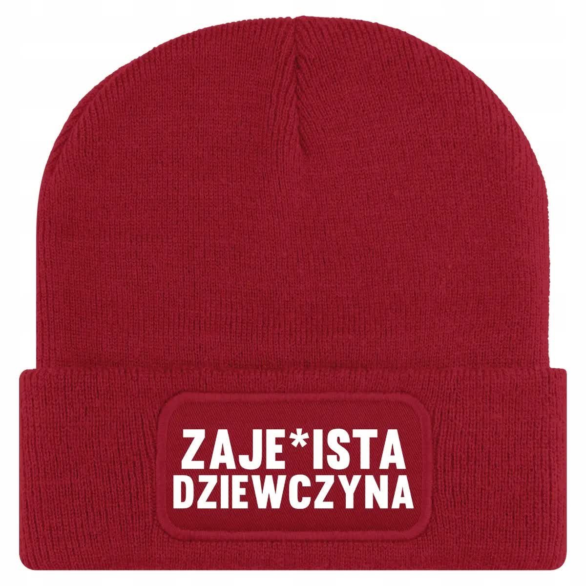 Czapka Jesienna Bawełniana ZIMOWA Czerwona Beanie ZAJE*ISTA DZIEWCZYNA Wz