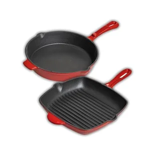 Blackwell Żeliwna patelnia grillowa i patelnia czerwona - Patelnie - miniaturka - grafika 1