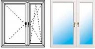 Okna - Okno fasadowe 3-szybowe PCV O18 rozwierno-uchylne + rozwierne asymetryczne prawe 1465x1135 mm białe - miniaturka - grafika 1