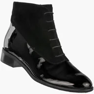 Botki damskie - Botki Damskie Skórzane Płaski Obcas Eleganckie Lakierowane Czarne Lucia Bosetti 1124 Czarny 39 - miniaturka - grafika 1