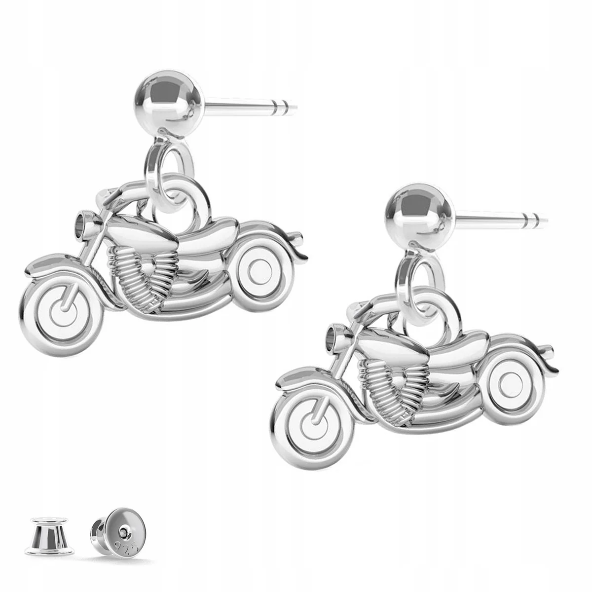 Kolczyki Srebrne Motocykle Motory Harley Motocykl Blaszki SREBRO 925
