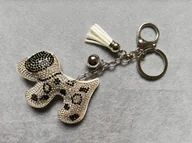 Breloki - Brelok Breloczek Biały Pies Cyrkonie Do Auta - miniaturka - grafika 1