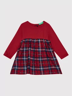 Sukienki i spódniczki dla dziewczynek - Benetton United Colors Of Sukienka codzienna 44W4CV001 Czerwony Regular Fit 8033379381816 - grafika 1