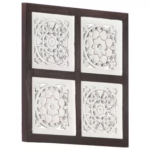 VidaXL Ręcznie rzeźbiony panel ścienny, MDF, 40x40x1,5 cm, brąz i biel 321653 - Płytki ceramiczne - miniaturka - grafika 1