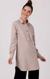 Tunika koszulowa z kołnierzykiem beżowa B276, Kolor beżowy, Rozmiar L/XL, BeWear - Primodo.com - Bluzki damskie - miniaturka - grafika 1