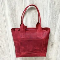 Torebki damskie - Czerwona torba Shopperka ze skóry Crazy Horse. - miniaturka - grafika 1