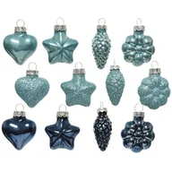 Bombki - Bombki szklane zestaw mix kształtów na choinkę 12sztuk Niebieski - miniaturka - grafika 1