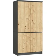 Szafy - Szafa S90 4 drzwi AKORD Grafit Szary, Dąb Artisan 90x51x180 cm - miniaturka - grafika 1