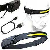 Latarki - Mocna Latarka Czołowa Led Akumulatorowa Reflektor Na Głowę Cob Usb Czołówka - miniaturka - grafika 1