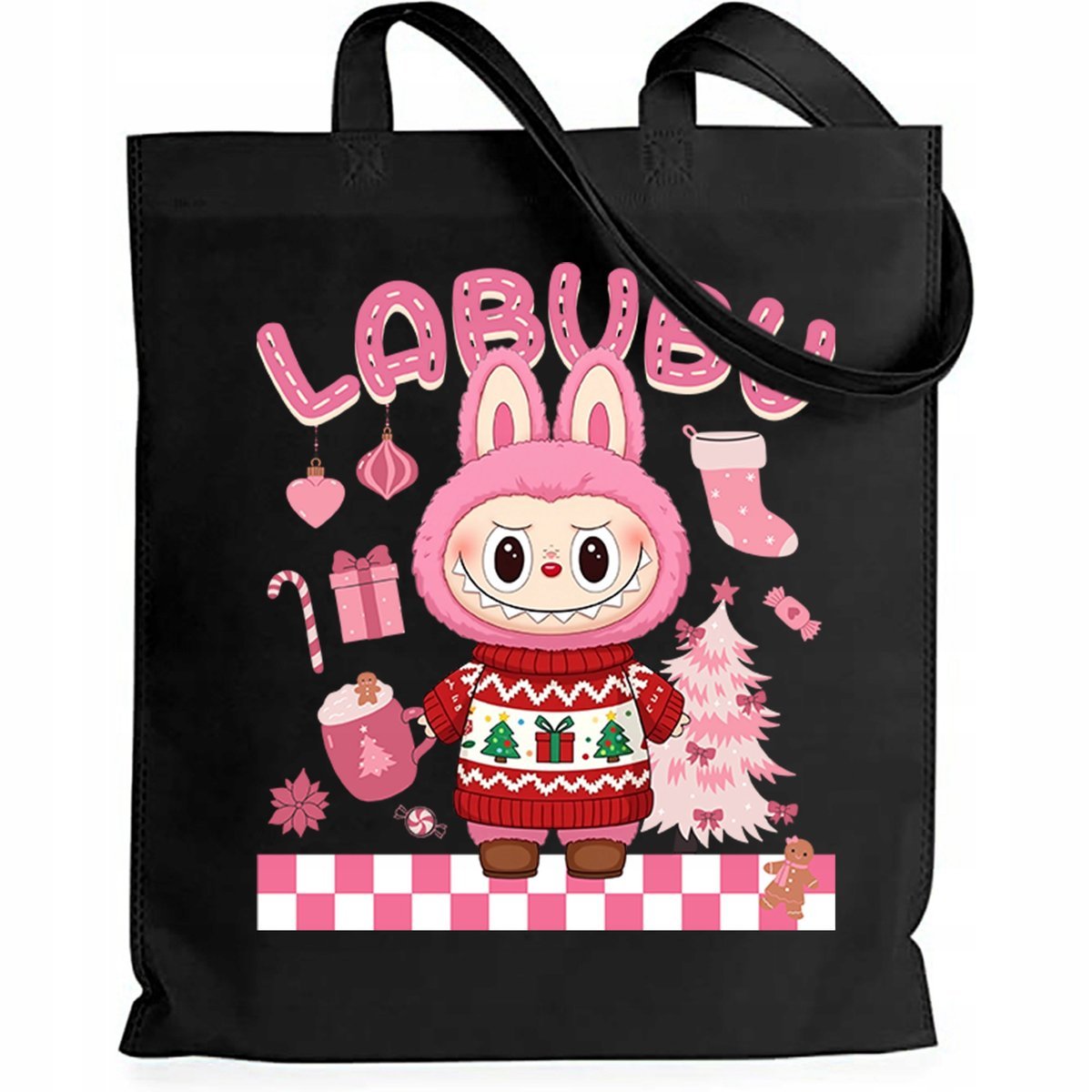 Torba Bawełna EKO Czarna Shopper CHRISTMAS Prezent Na Święta Mikołajki Wz