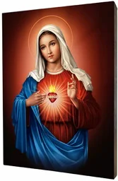 Serce Maryi - obraz religijny na desce lipowej - Ikony i obrazy sakralne - miniaturka - grafika 1
