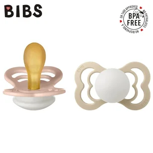 BIBS SUPREME 2-PACK BLUSH NIGHT & VANILLA NIGHT  M Smoczek Symetrycznyy kauczuk Hevea - Śliniaki i fartuszki - miniaturka - grafika 1