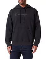 Bluzy męskie - Champion Męska bluza z kapturem Legacy American Classics Stretch Interlok Logo, czarna, XL - miniaturka - grafika 1