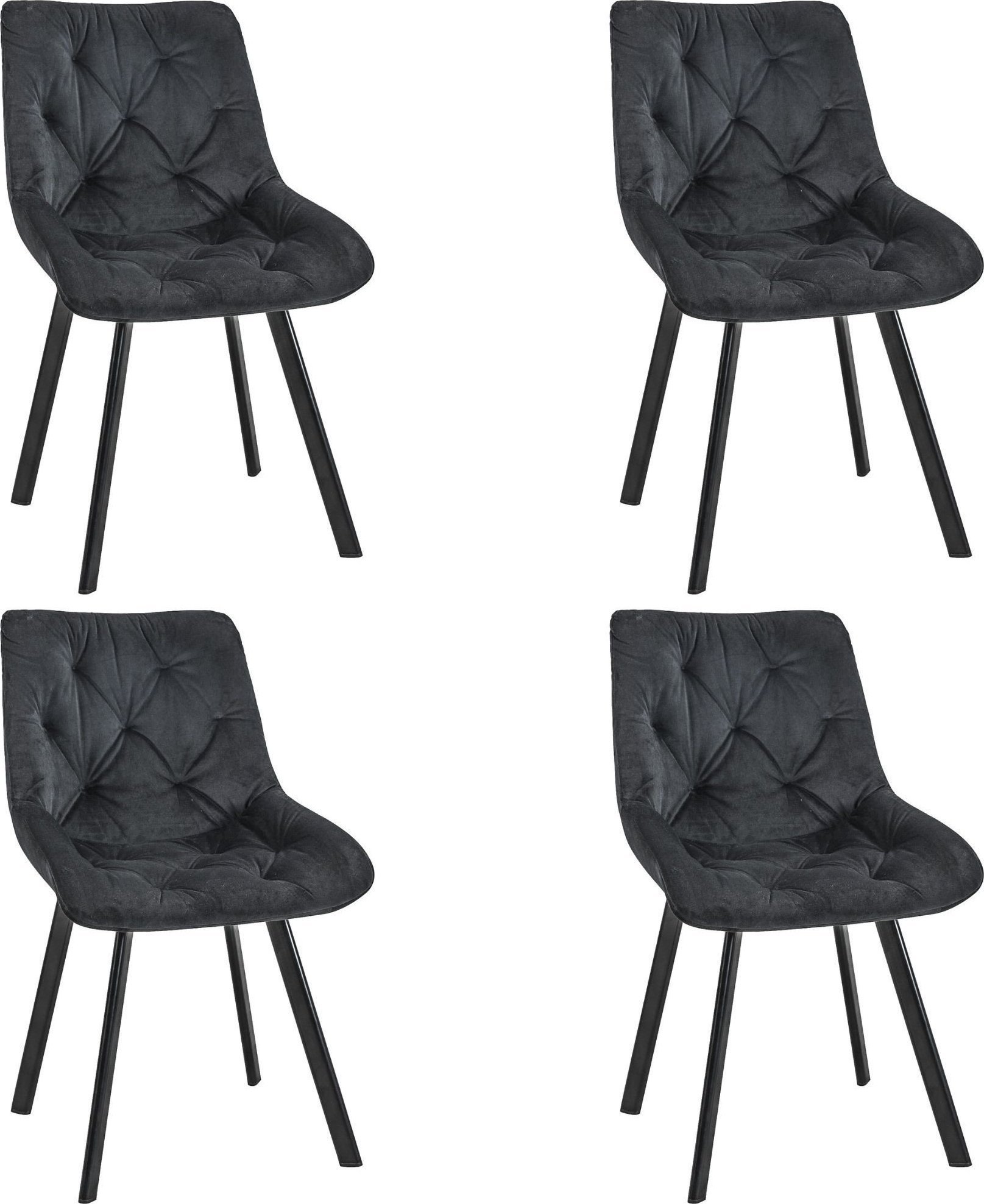 Fabryka Mebli Akord 4x Welurowe krzesło tapicerowane glamour pikowane SJ.33 Czarne