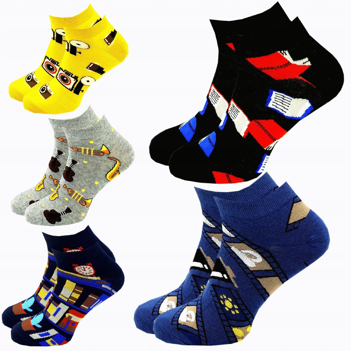 ZESTAW 5 PAR SKARPETY MĘSKIE BAWEŁNIANE SKARPETKI STOPKI KOLOROWE 39-42