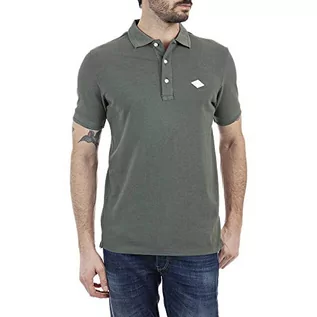 Koszulki męskie - Replay Męska koszulka polo, 314 Sage Green, XS - grafika 1